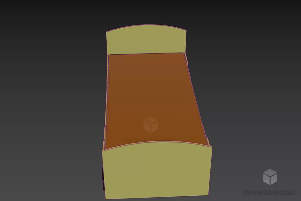 Wooden Single Bed With Under Drawers 3d model 3