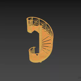 Spiral Stair With Iron Rail Decorative 3d model