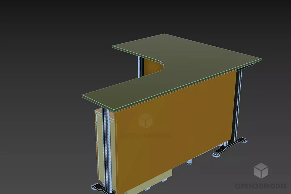 Work Table Corner Shape 3d model 2