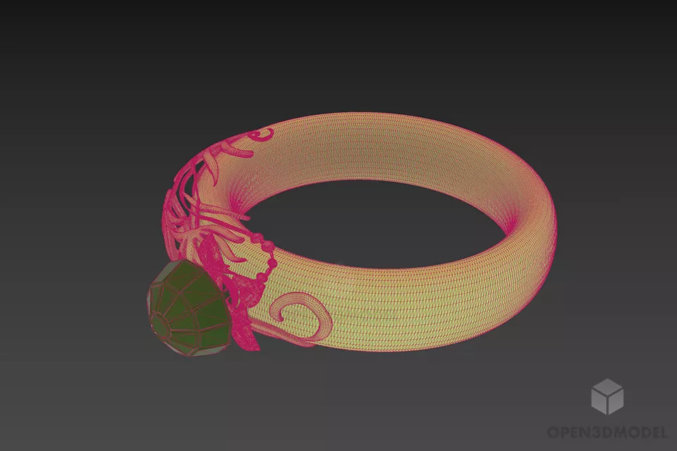 Jewelry Gold Ring With Diamond 3d model 2