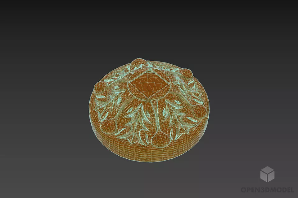 Green Round Column Base For Building 3d model 2