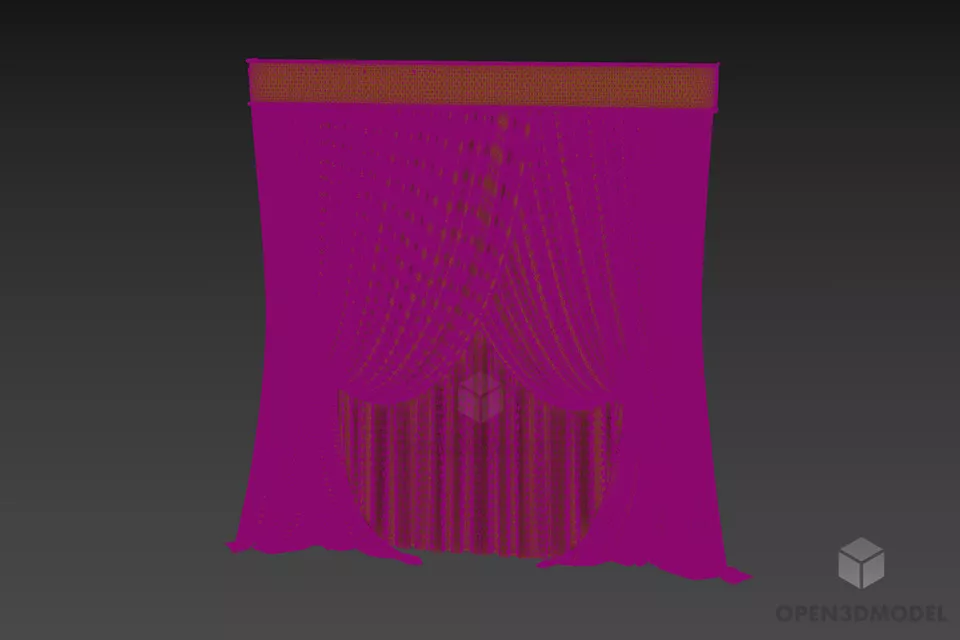 Vintage Textile Curtain Two Layers 3d model 3