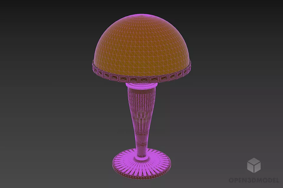 Antique Silver Lamp With Half Dome Shade 3d model 2