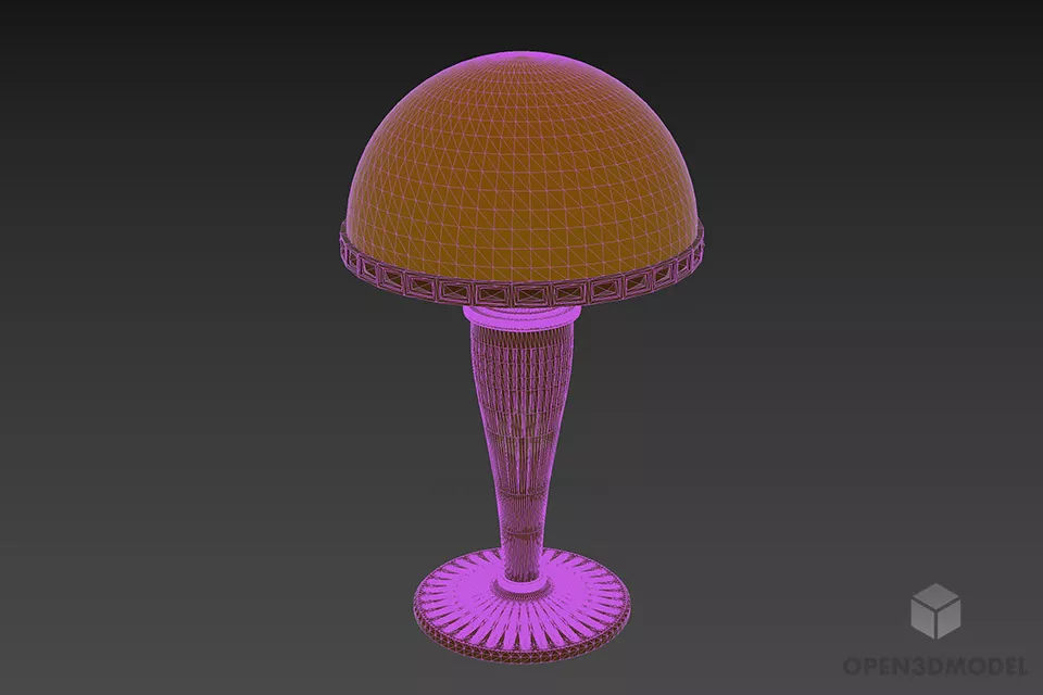 Antique Silver Lamp With Half Dome Shade 3d model 3