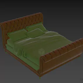 Hotel Tufted Bed Antique Style 3d model