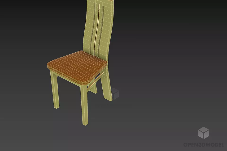 Restaurant Chair Genziana With Curved Back 3d model 2