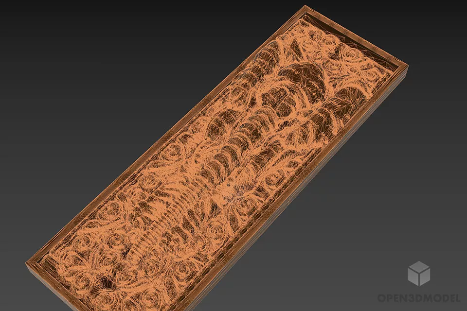 Elephant Shape Carved Panel Decoration 3d model 2