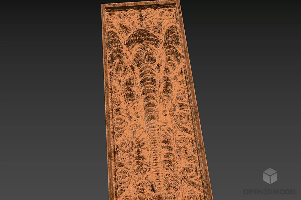 Elephant Shape Carved Panel Decoration 3d model 3