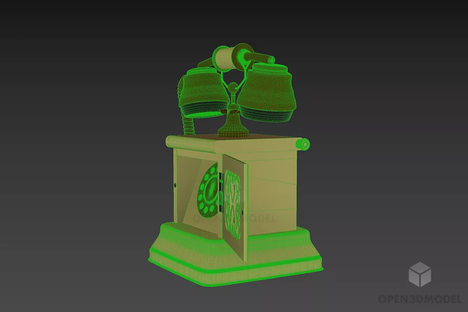 Wood Phone Retro Style 3d model 2
