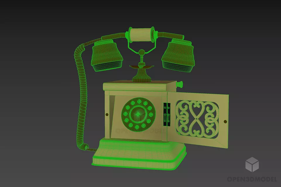 Wood Phone Retro Style 3d model 3