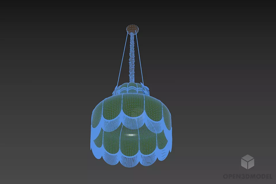 Antique Dome Lamp Hanging Style 3d model 2
