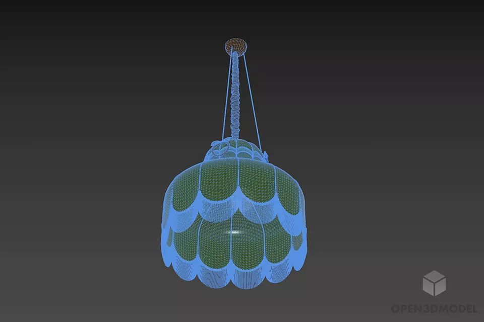 Antique Dome Lamp Hanging Style 3d model 3
