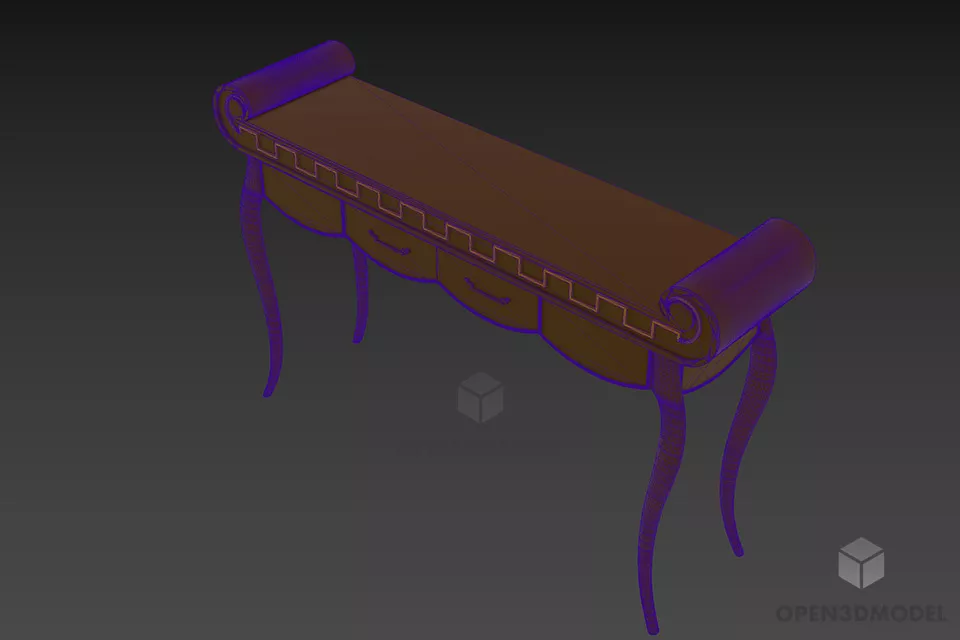 Antique Console Colombo Curved Leg 3d model 2