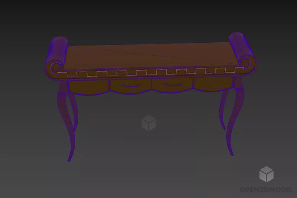 Antique Console Colombo Curved Leg 3d model 3