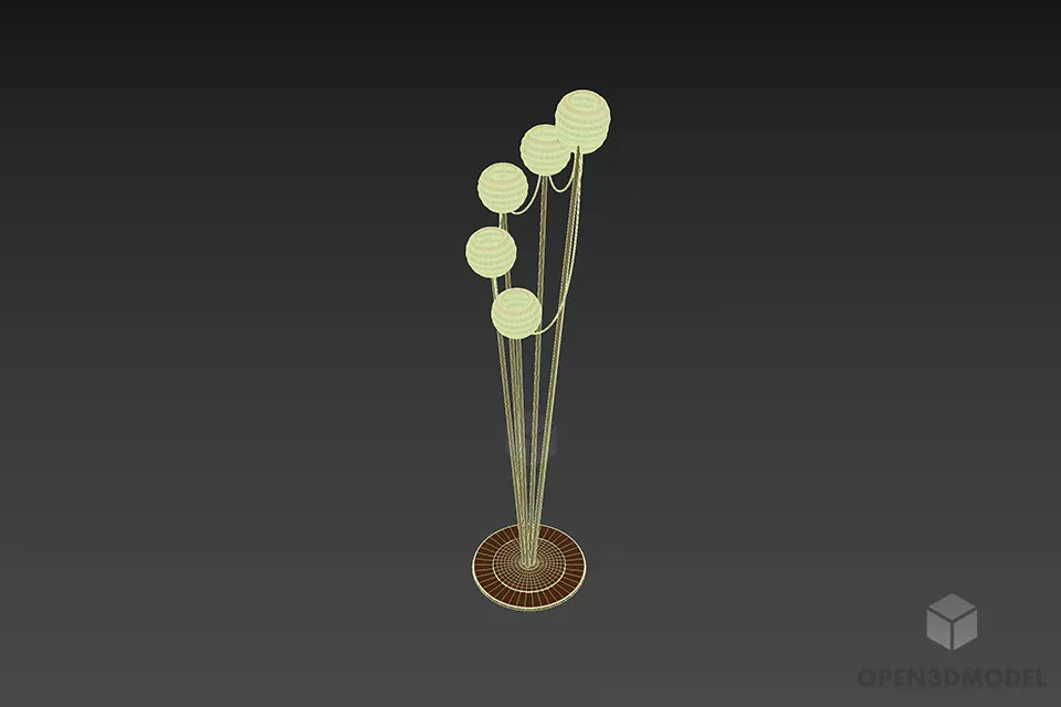 Torchere Lamp With Sphere Shade 3d model 2