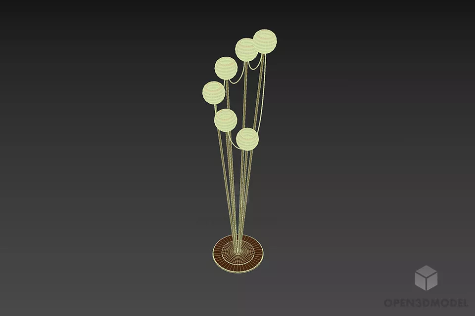 Torchere Lamp With Sphere Shade 3d model 3