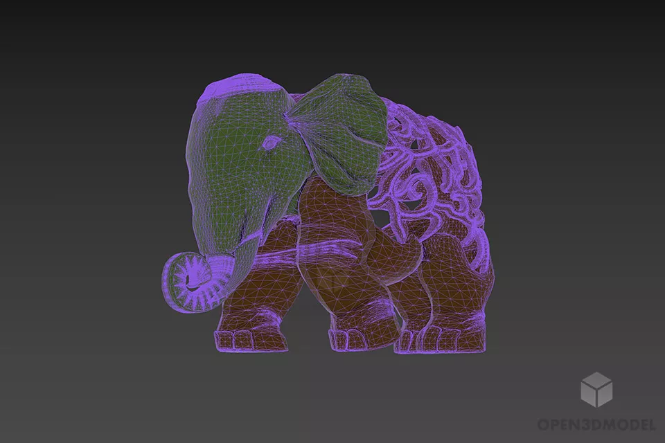 Figurine Elephant Abstract Style 3d model 2