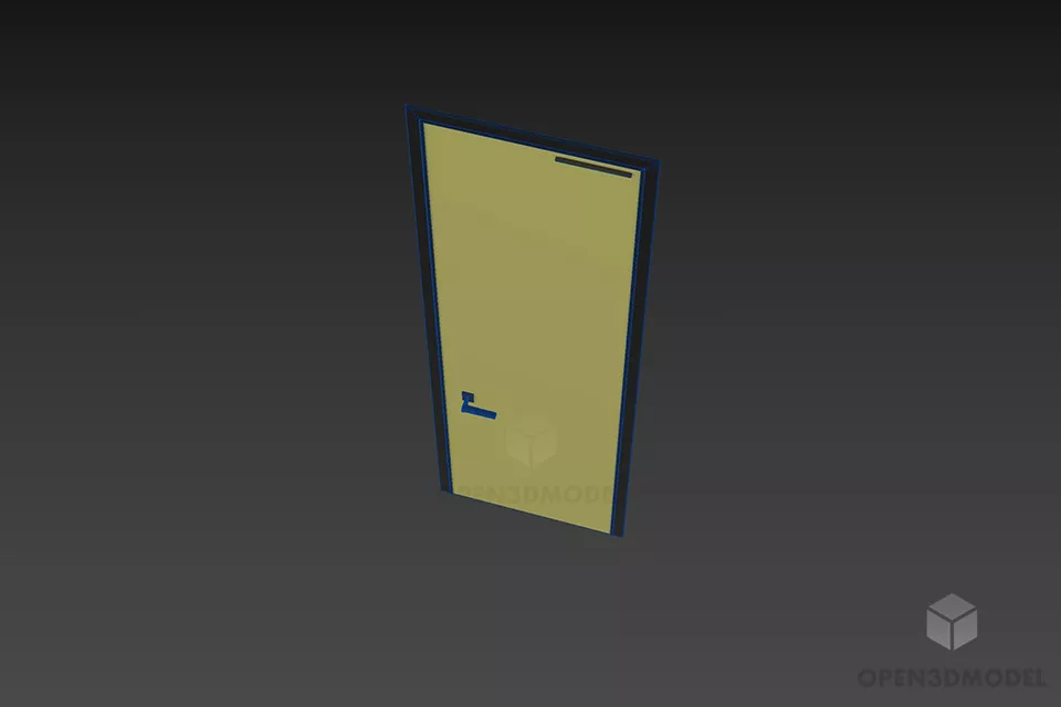 Wood Door Thin Frame 3d model 3