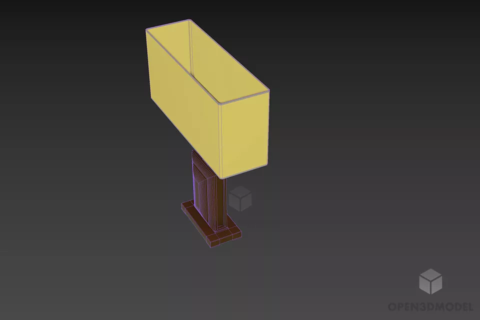 Brass Lamp With Rectangle Shade 3d model 2