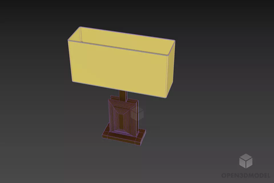 Brass Lamp With Rectangle Shade 3d model 3