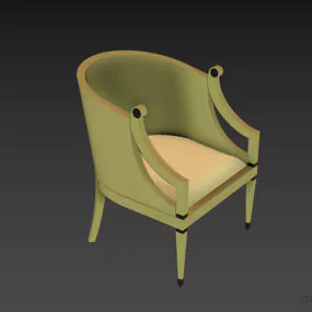 Curved Armchair Wooden Arms 3d model