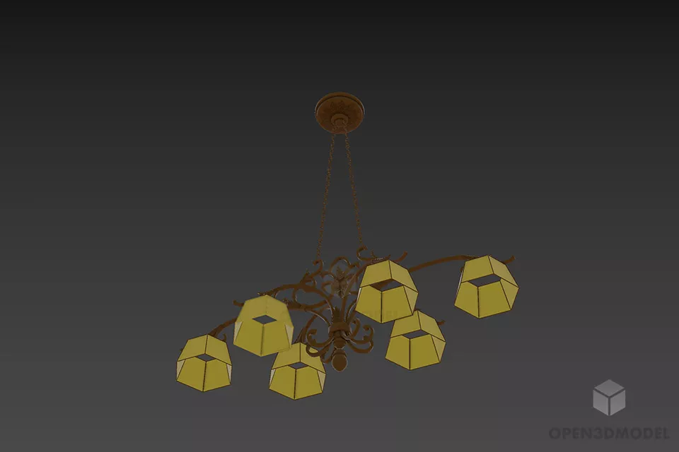 Round Pendant Lamp With Twist Shade 3d model