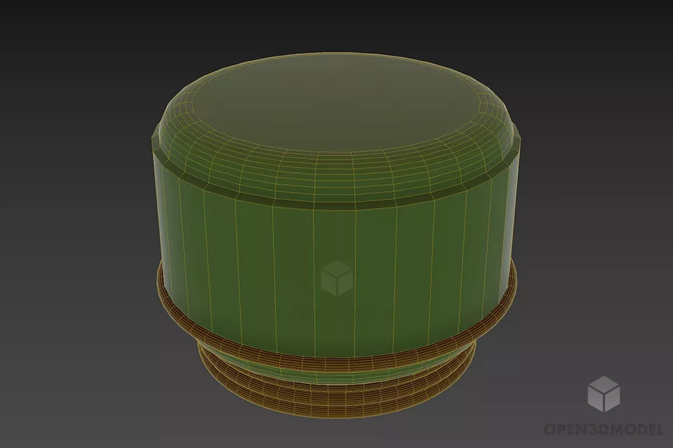 Round Seat With Brass Rings 3d model 2
