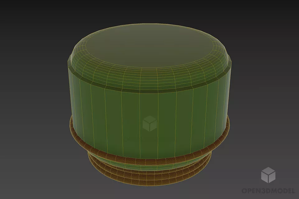Round Seat With Brass Rings 3d model 3