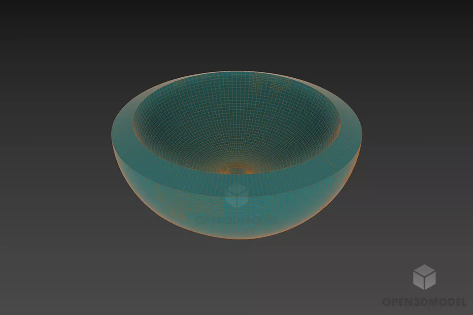Household Sink Ceramic 3d model 2