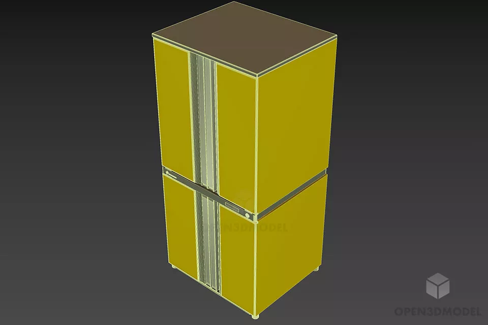 Household Refrigerator Side By Side Sharp 3d model 2