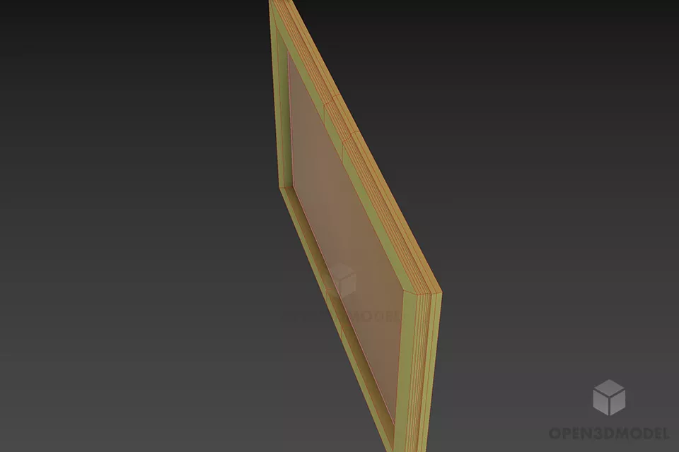 Mirror With Ash Wood Frame 3d model 2