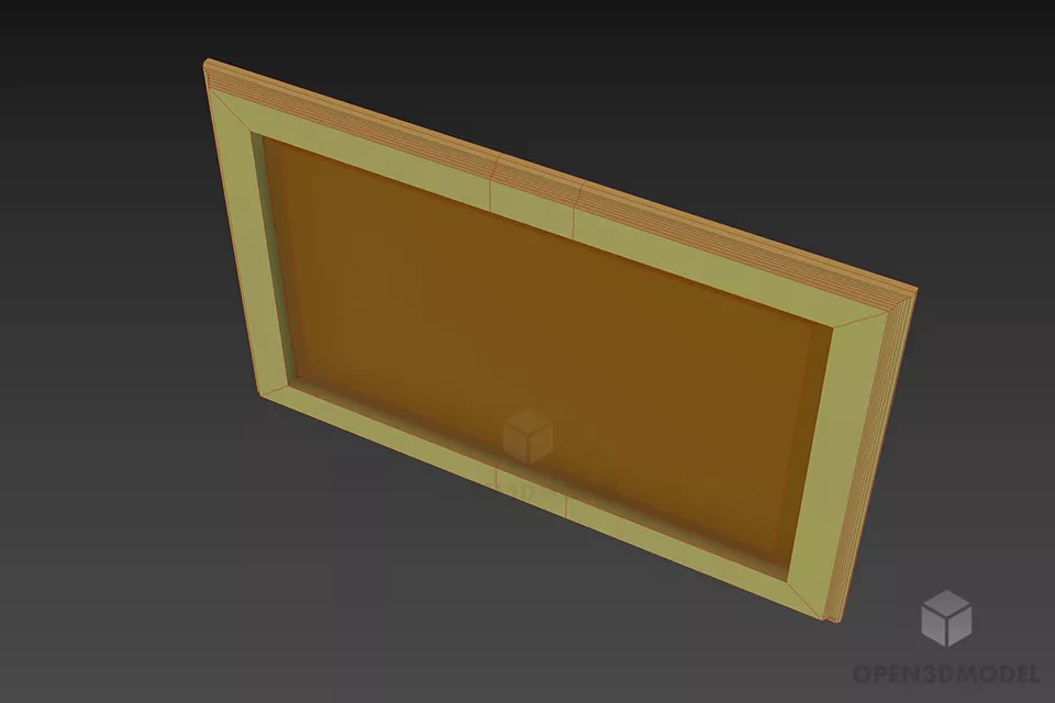 Mirror With Ash Wood Frame 3d model 3