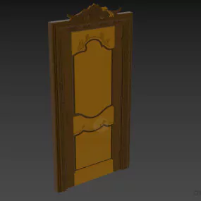 Door With Brass Carved Frame 3d model