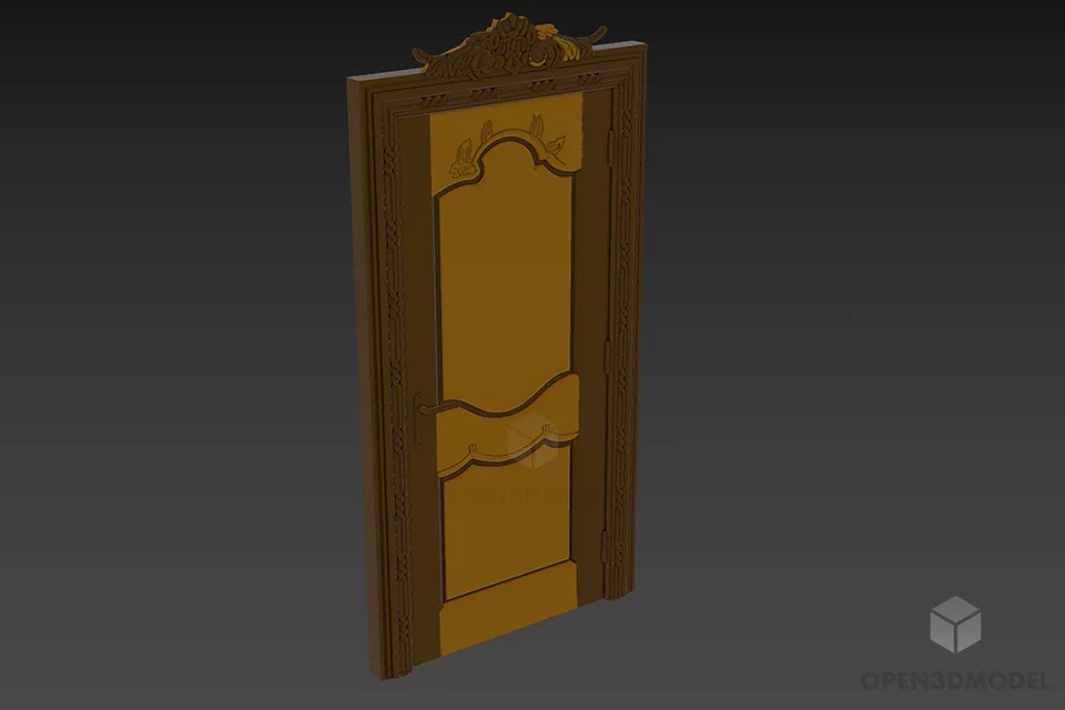 Door With Small Glass Windows 3d model