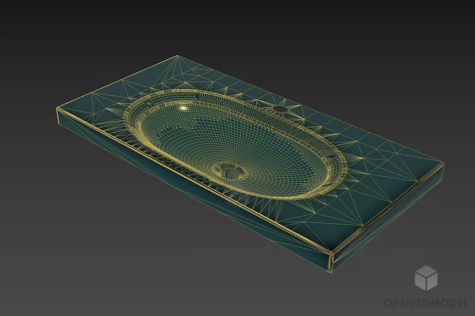 Wide Sink Ceramic Material 3d model 2