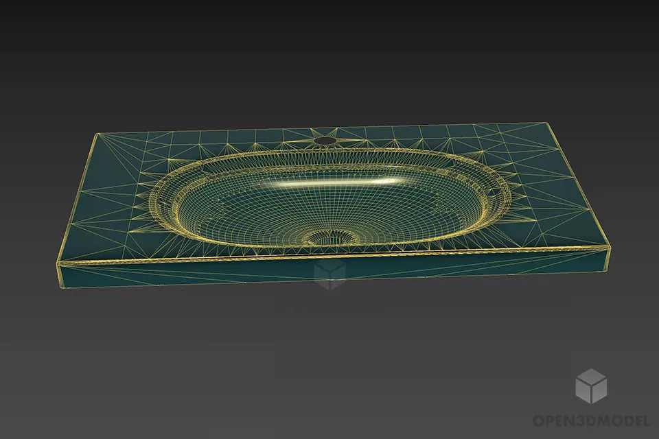 Wide Sink Ceramic Material 3d model 3