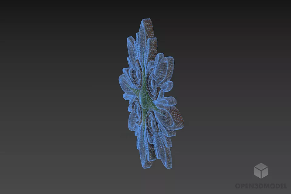 Floral Plaster Decoration Wallmounted 3d model 2