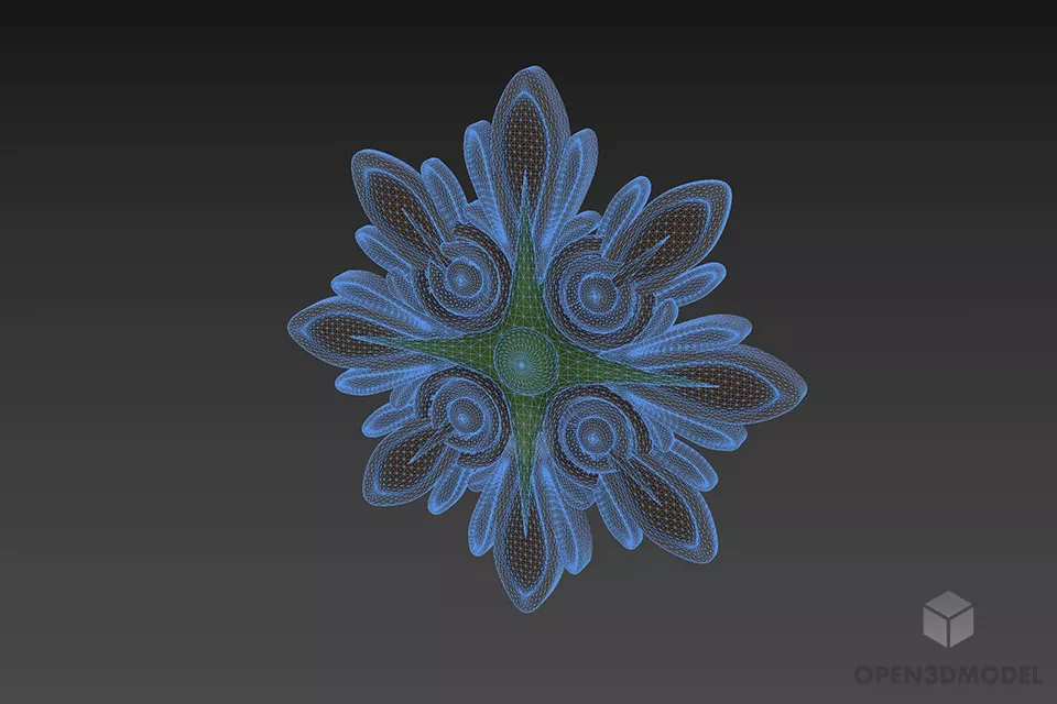 Floral Plaster Decoration Wallmounted 3d model 3