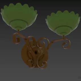 Silver Sconce Lamp With Two Shade 3d model