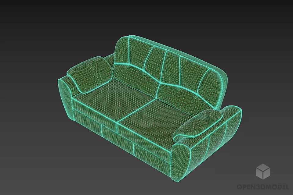 Leather Sofa Evita Two Seats 3d model 2