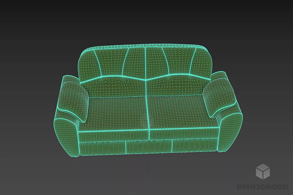 Leather Sofa Evita Two Seats 3d model 3