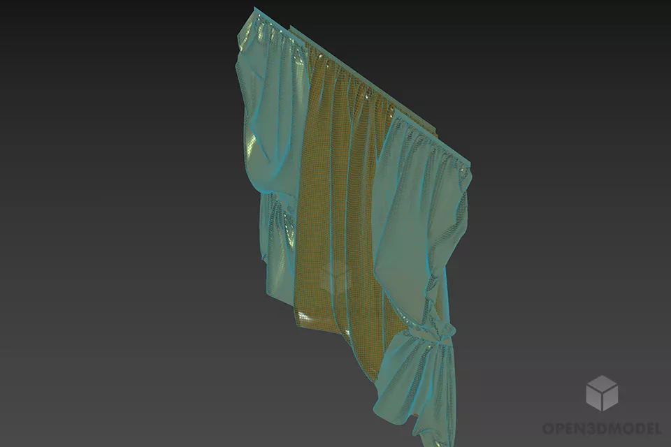 Fabric Curtain Wrinkled 3d model 2