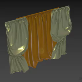 Fabric Curtain Wrinkled 3d model