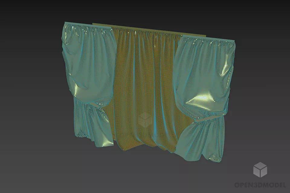Fabric Curtain Wrinkled 3d model 3