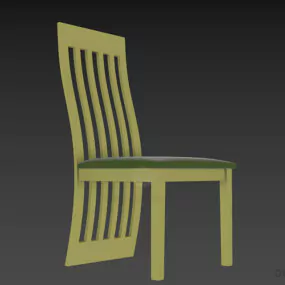 Restaurant Chair Full Wood Back 3d model