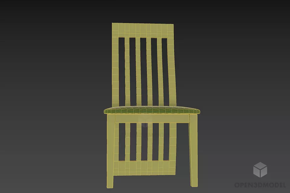 Restaurant Chair Full Wood Back 3d model 3