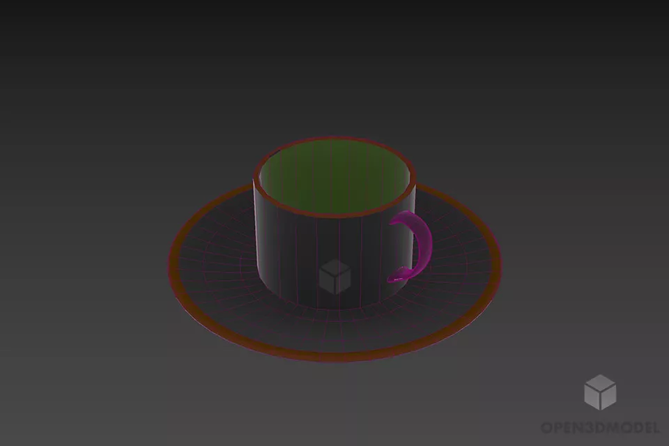 Ceramic Cup With Tray Kitchen Accessories 3d model 2