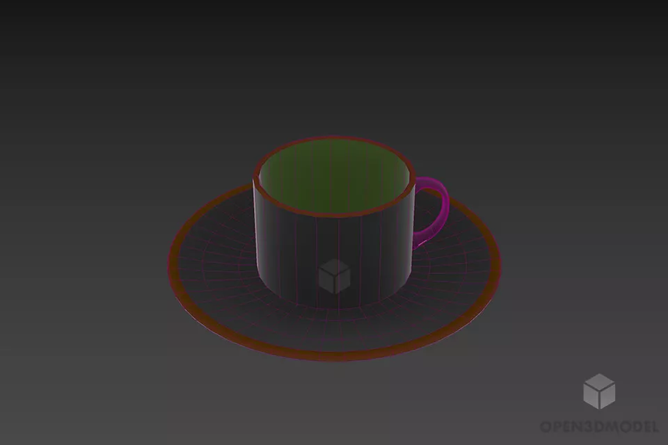Ceramic Cup With Tray Kitchen Accessories 3d model 3