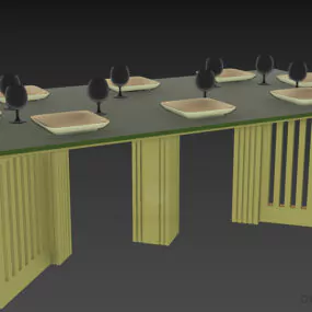 Dining Glass Table Transparent Top 3d model
