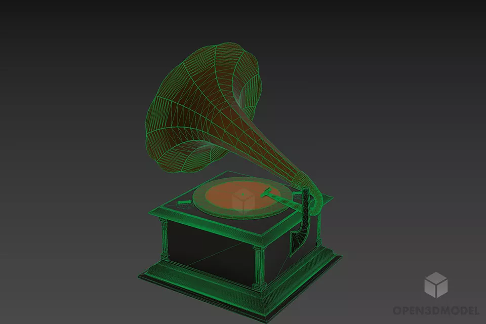Vintage Gramophone Brass Material 3d model 2